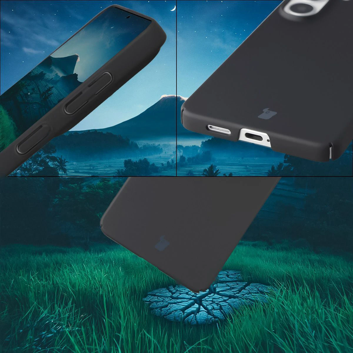Protecții integrate pentru butoane, decupaje și materialul dur al etui-ului Bizon Case Łupka pentru Samsung Galaxy S26 Plus