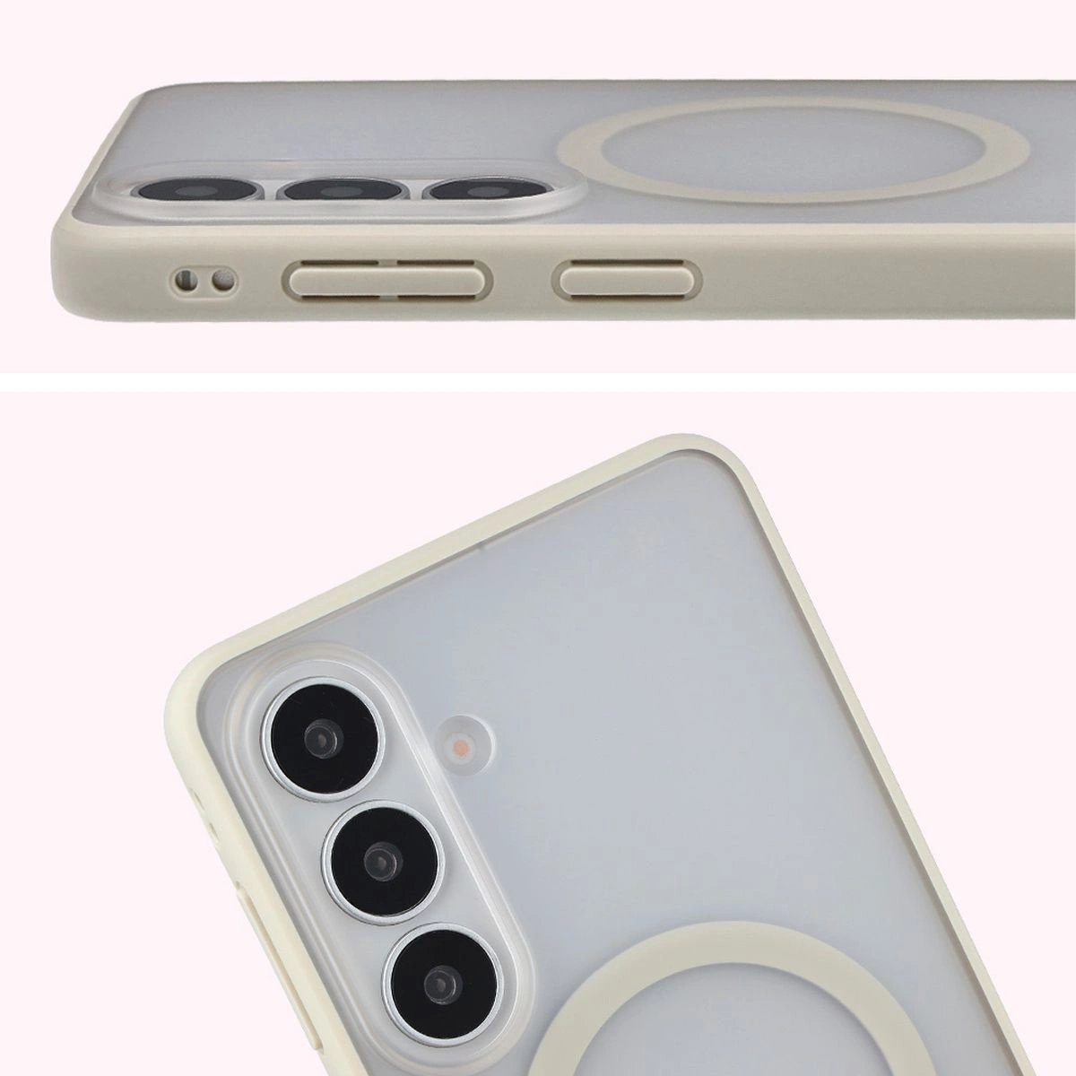 Pełne wycięcie i podwyższone krawędzie aparatu w etui Bizon Case MatteO do Samsung Galaxy S26 Plus