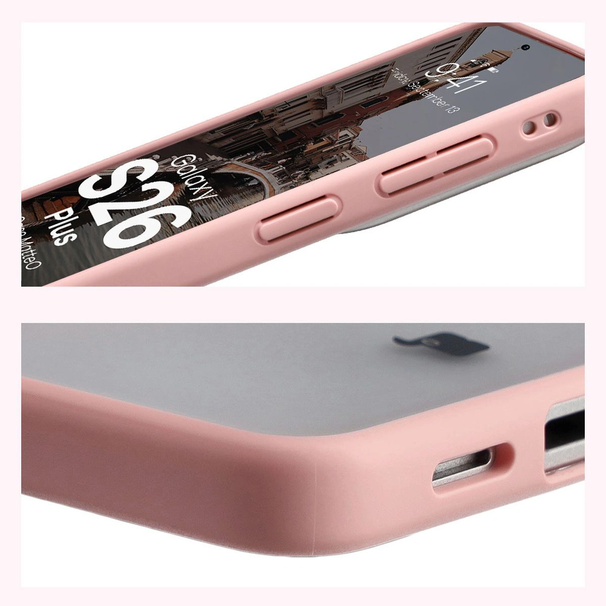 Wzmocnione narożniki i podwyższone ranty ekranu w etui Bizon Case MatteO do Samsung Galaxy S26 Plus