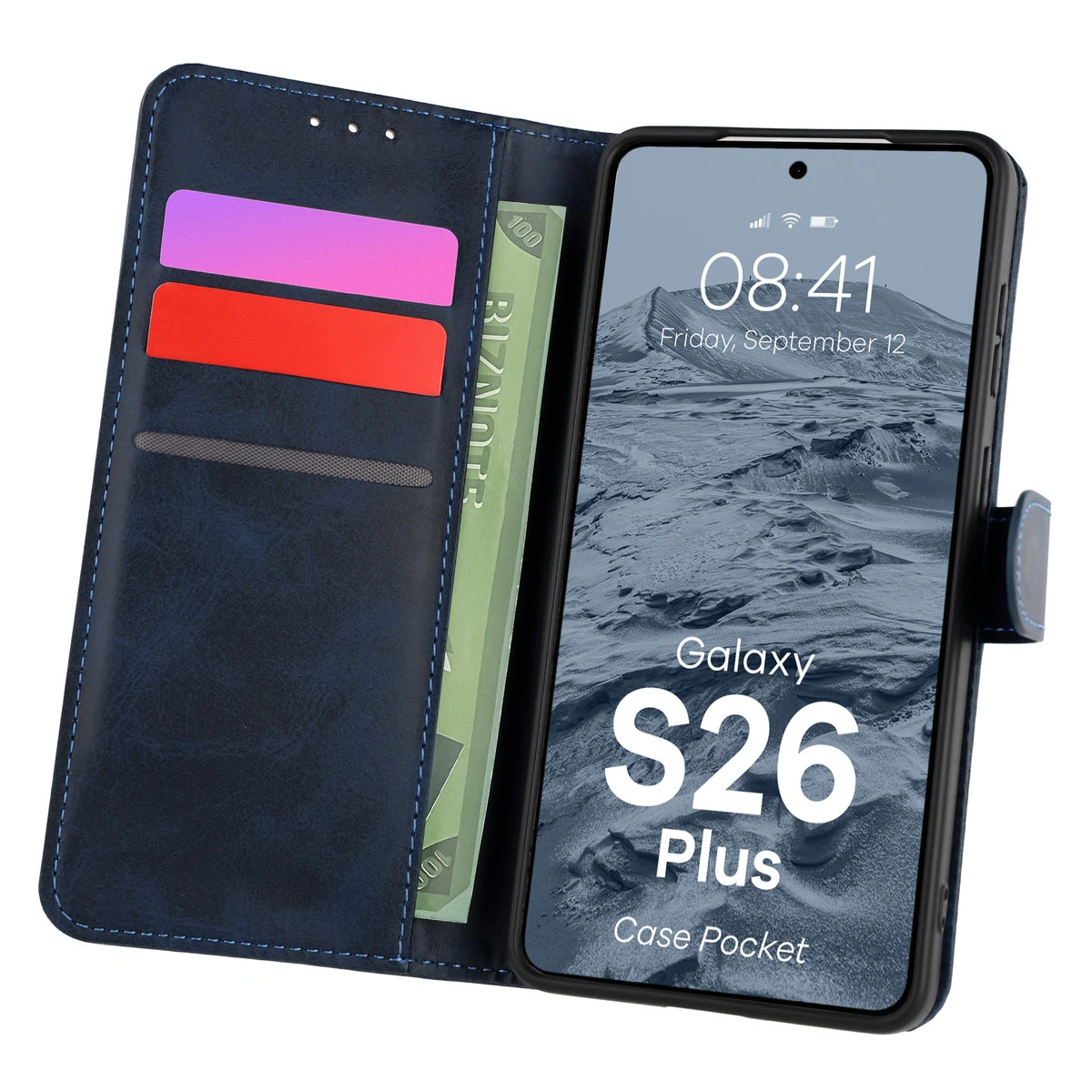 Klappetui mit Platz für Karten Bizon Case Pocket für Samsung Galaxy S26 Plus
