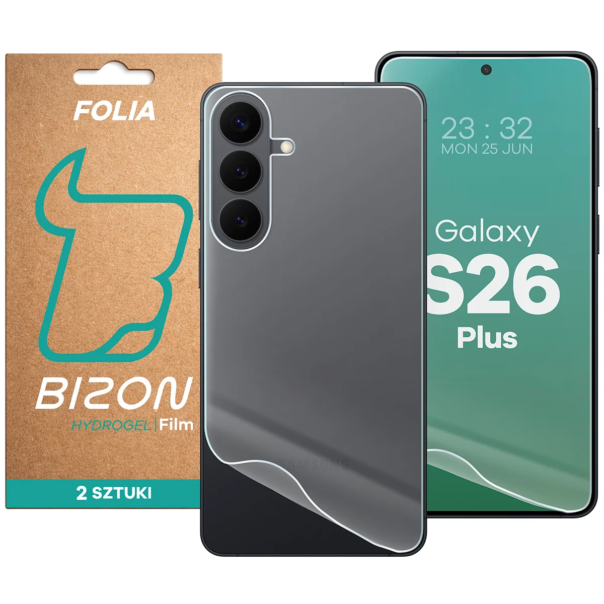 Zestaw folii hydrożelowych na plecki i wyświetlacz telefonu Bizon Film Hydrogel Pack do Samsung Galaxy S26 Plus, 2 sztuki