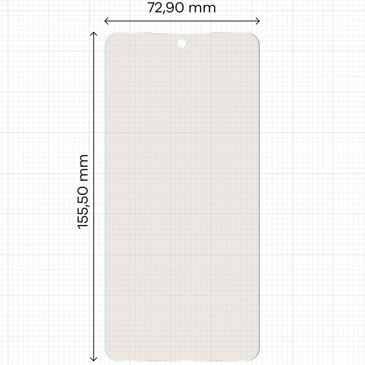 Miarka z wymiarami folii matowej Bizon Film Matte do Samsung Galaxy S26 Plus