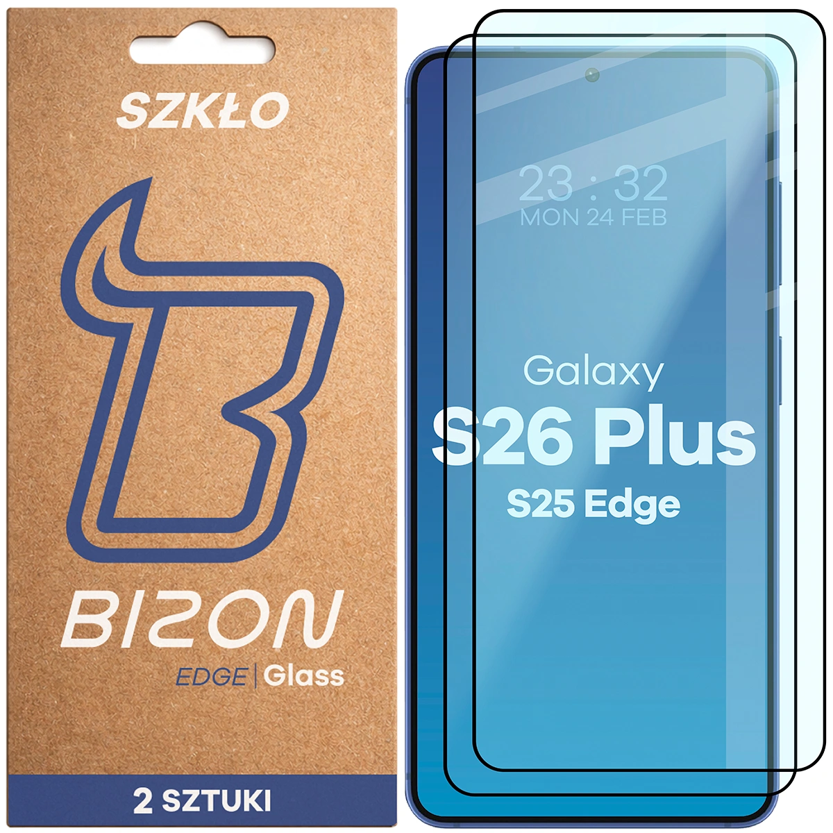 Pudełko i szkło prywatyzujące Bizon Glass Clear Shadow Duo do Samsung Galaxy S26 Plus / Samsung Galaxy S25 Edge