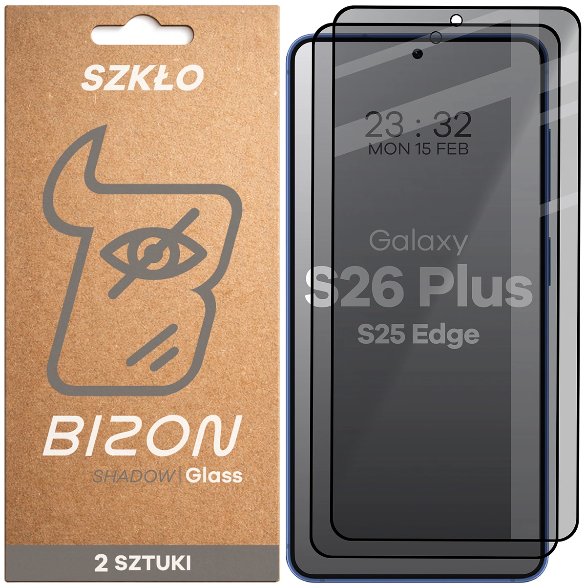 Szkło prywatyzujące Bizon Glass Edge Shadow Duo do Samsung Galaxy S26 Plus / Samsung Galaxy S25 Edge