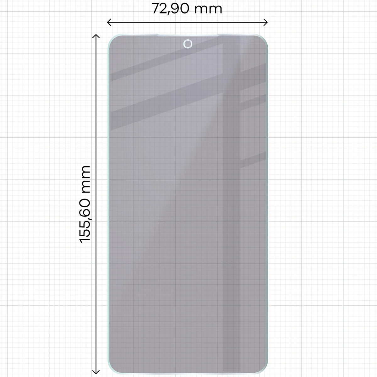 Wymiary szkła Bizon Hybrid Shadow do Samsung Galaxy S26 Plus