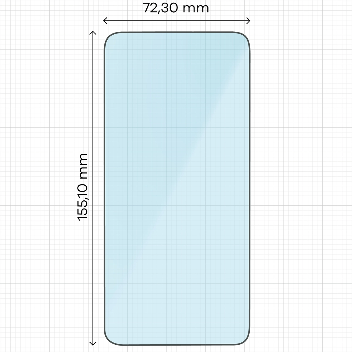 Miarka z wymiarami szkła hartowanego Bizon Smart Glass do Galaxy S26 Plus / S25 Edge