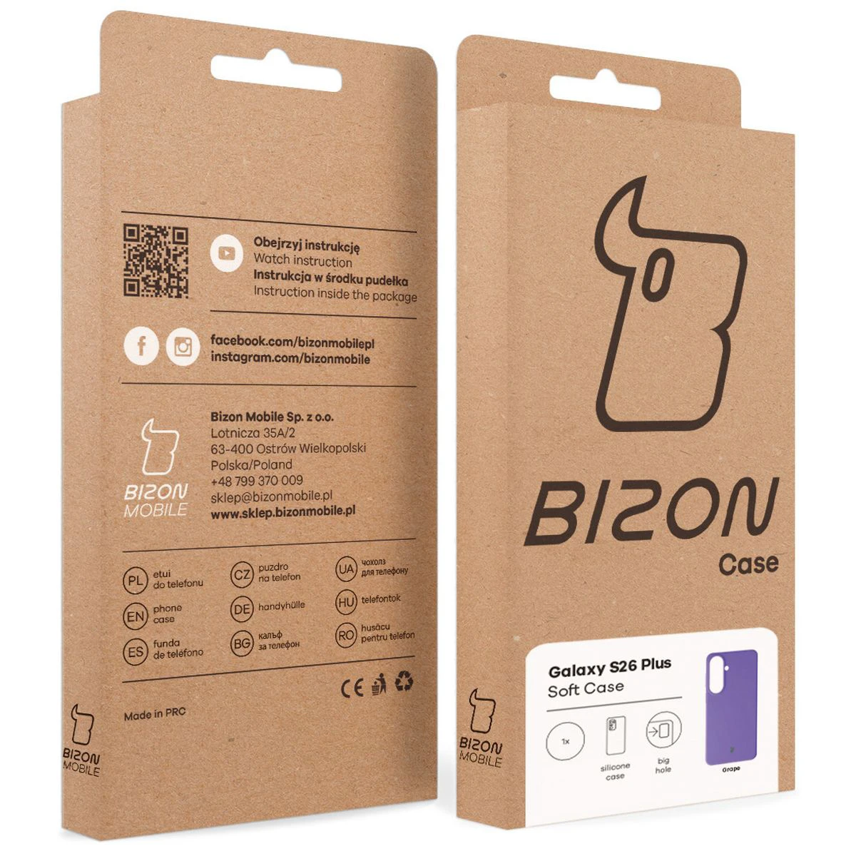 Cutie din carton Bizon Case cu eticheta dedicată pentru Samsung Galaxy S26 Plus