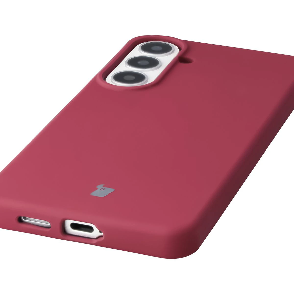 Zbliżenie na precyzyjne wycięcia i możliwość ładowania indukcyjnego w etui Bizon Soft Case do Samsung Galaxy S26 Plus