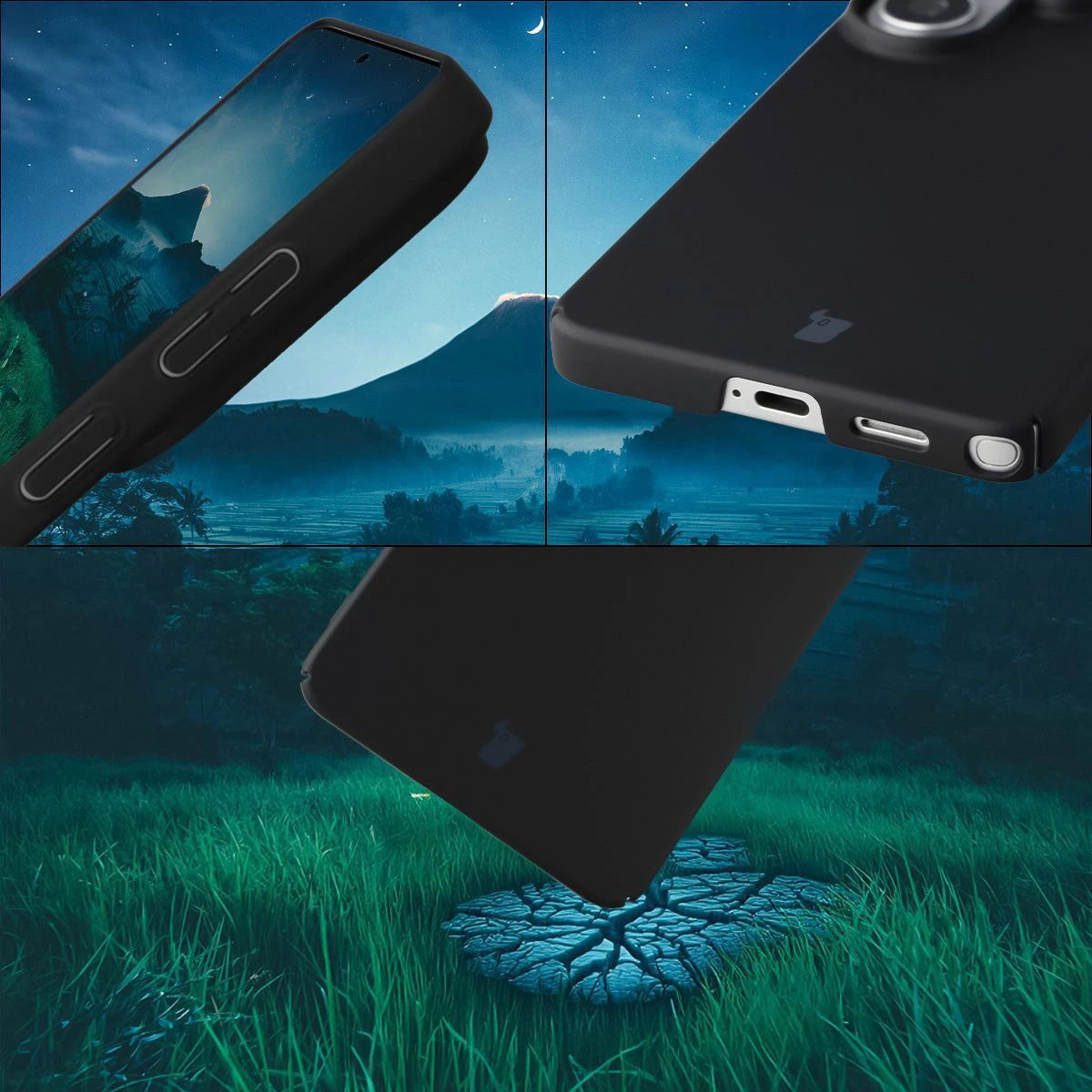 Apărătorile integrate pentru butoane, decupajele și materialul dur al etui-ului Bizon Case Łupka pentru Samsung Galaxy S26 Ultra
