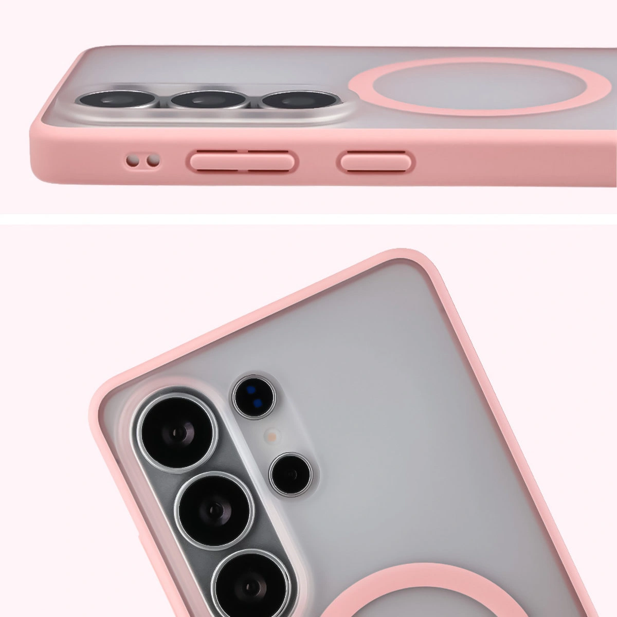 Pełne wycięcie i podwyższone krawędzie aparatu w etui Bizon Case MatteO do Samsung Galaxy S26 Ultra