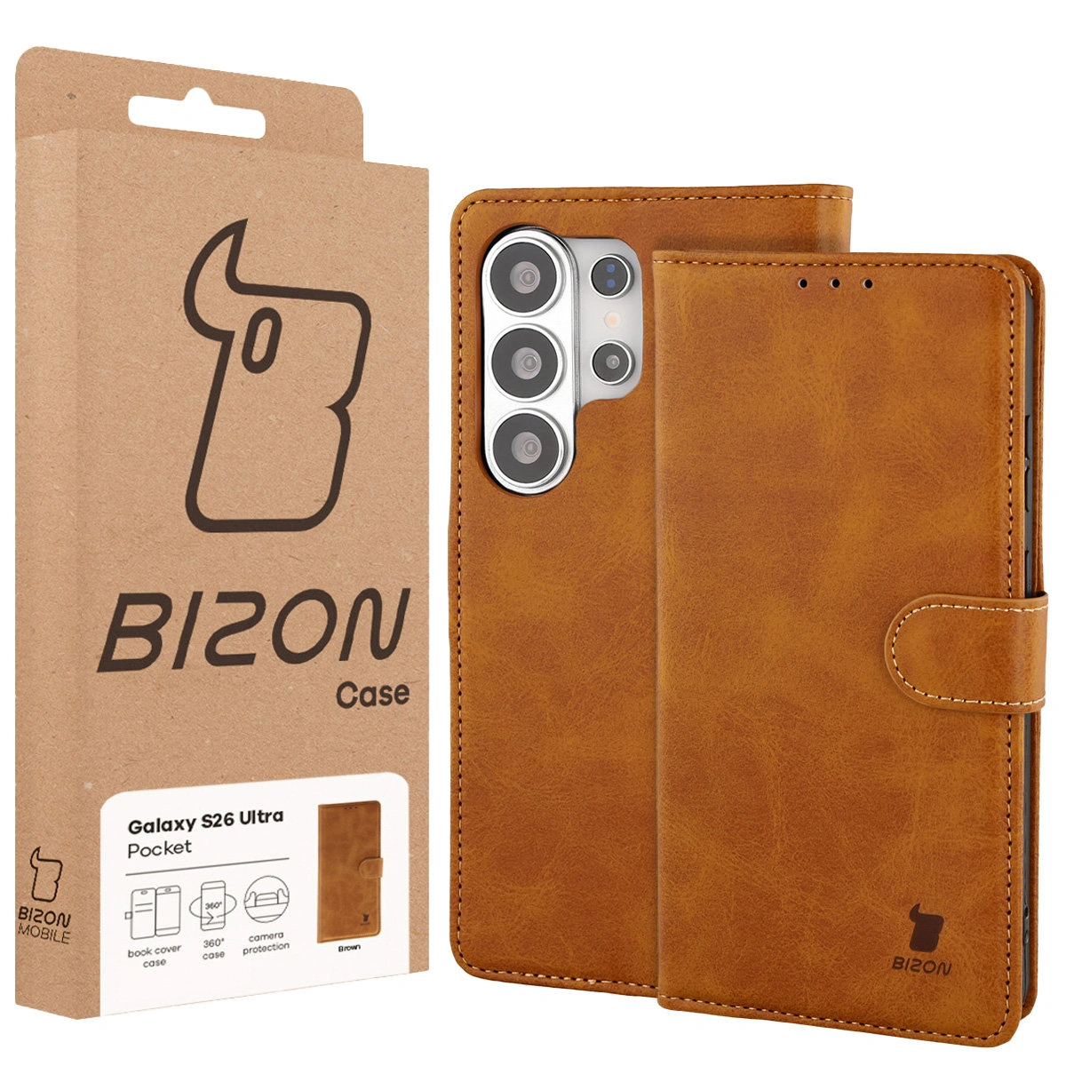 Front of the Bison Case box with a dedicated label for Samsung Galaxy S26 Ultra