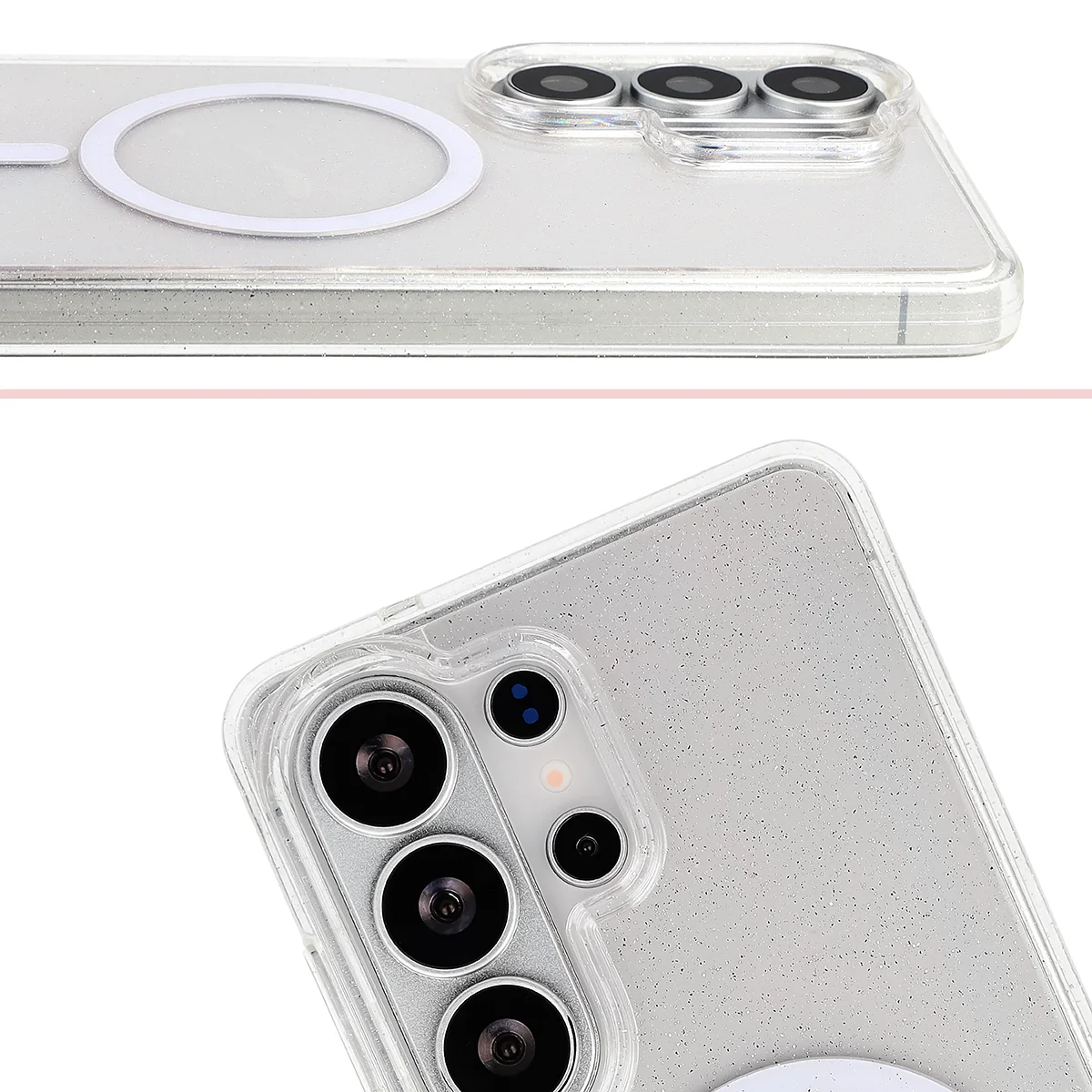 Erhöhte Kanten der Kamera und großes Ausschnitt im Bizon Case SparklO für das Samsung Galaxy S26 Ultra