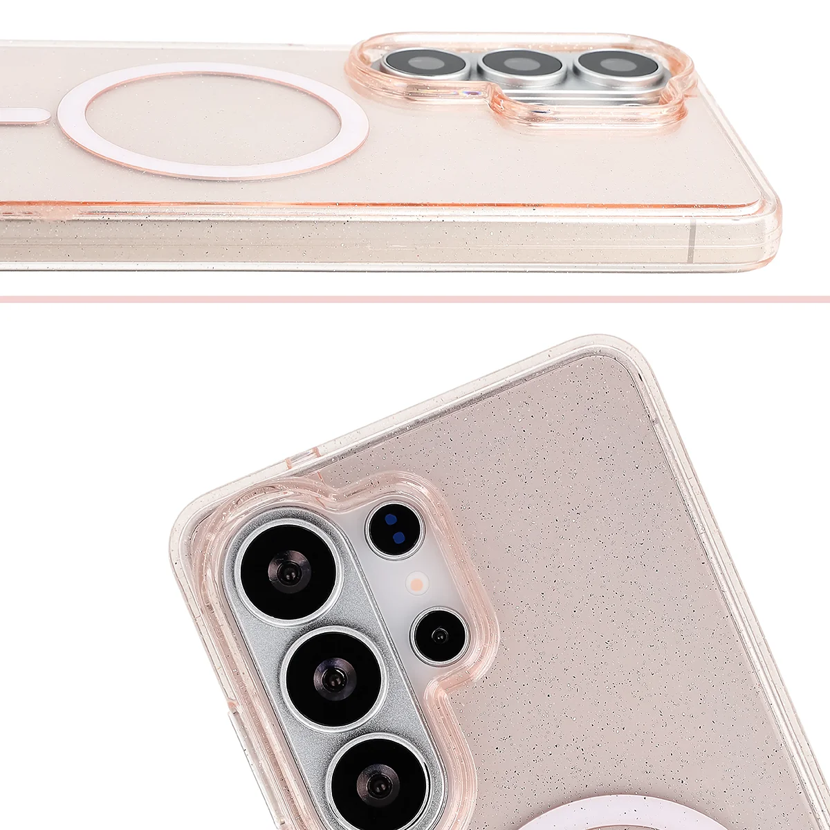 Podwyższone krawędzie aparatu i duże wycięcie w etui Bizon Case SparklO do Samsung Galaxy S26 Ultra