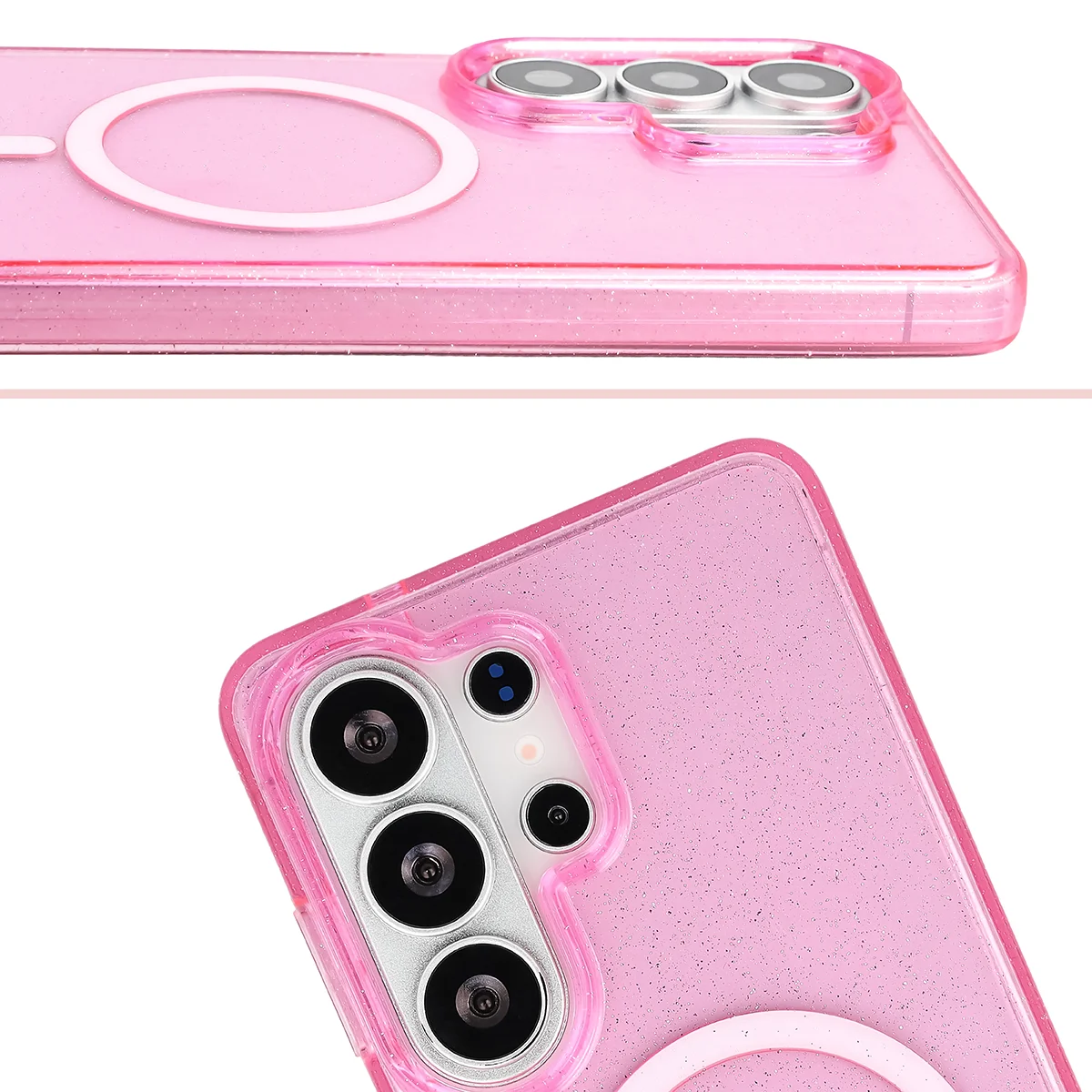 Podwyższone krawędzie aparatu i duże wycięcie w etui Bizon Case SparklO do Samsung Galaxy S26 Ultra