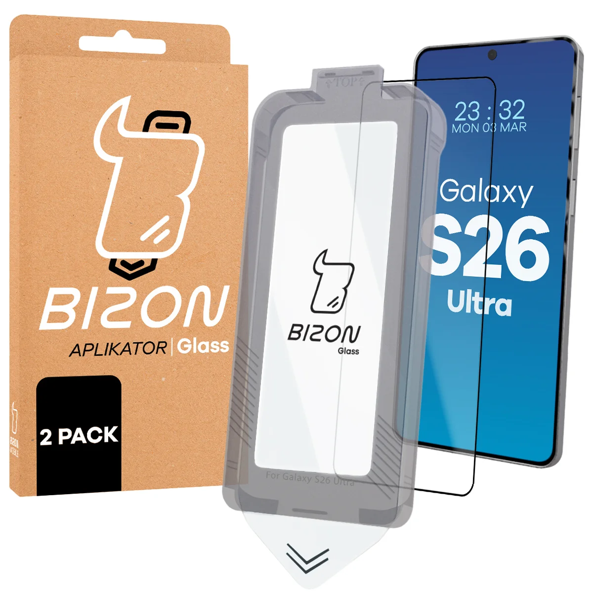 Szkło do łatwej aplikacji Bizon Glass Aplikator dla Samsung Galaxy S26 Ultra