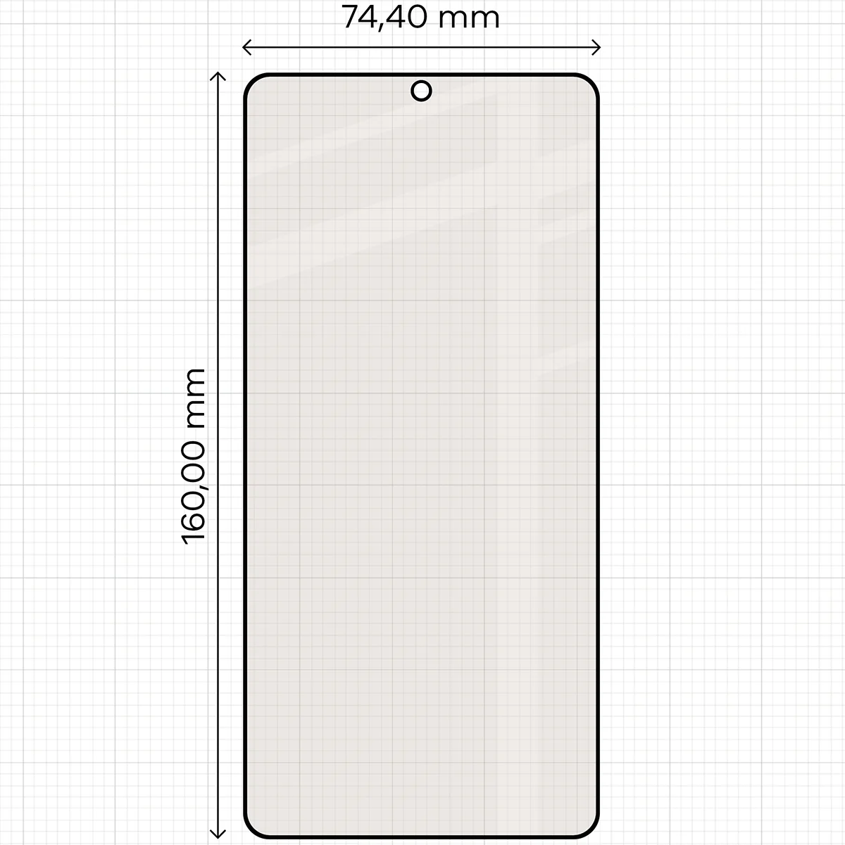 Measuring tape with dimensions of Bizon Glass Matte for Samsung Galaxy S26 Ultra