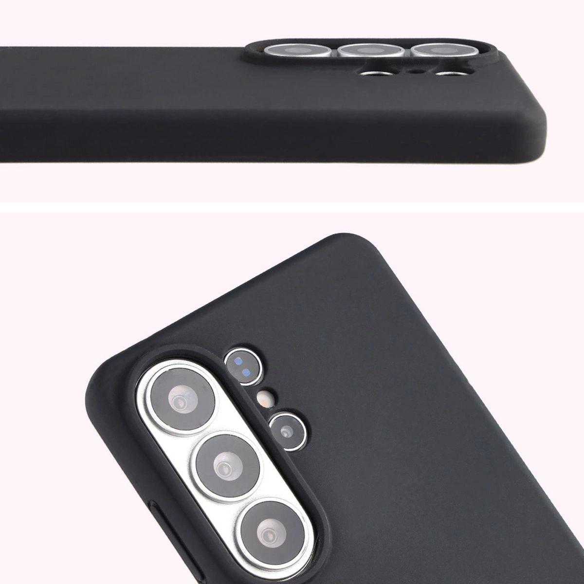 Prim-plan al tăierii pentru obiective în carcasa Bizon Soft Case pentru Samsung Galaxy S26 Ultra