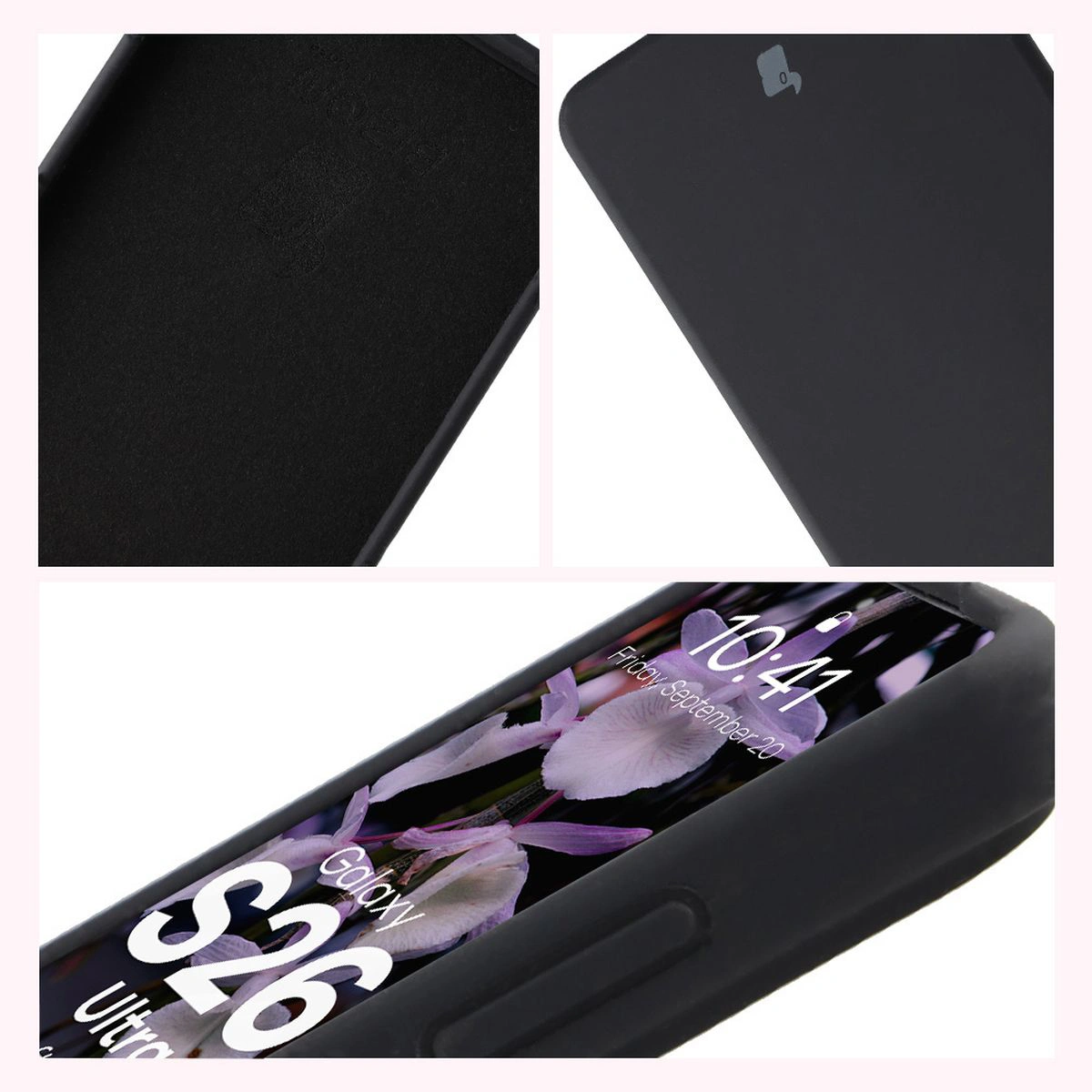 Construcția carcasei Bizon Soft Case: protecții integrate, margini ridicate și căptușeală din microfibră pentru Samsung Galaxy S26 Ultra