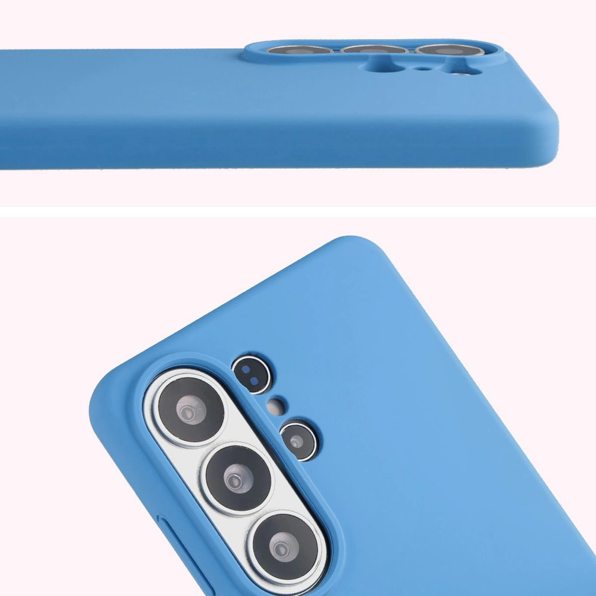 Prim-plan al decupajului pentru lentile în carcasa Bizon Soft Case pentru Samsung Galaxy S26 Ultra