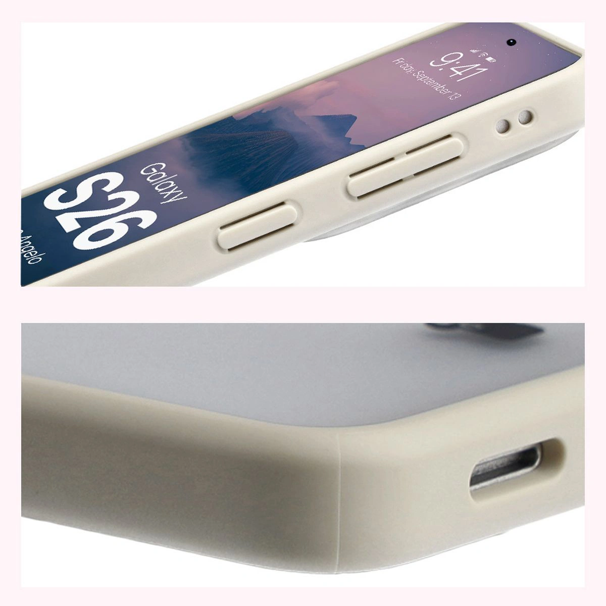 Colțuri întărite și margini ridicate ale ecranului în etui Bizon Case Angelo pentru Samsung Galaxy S26