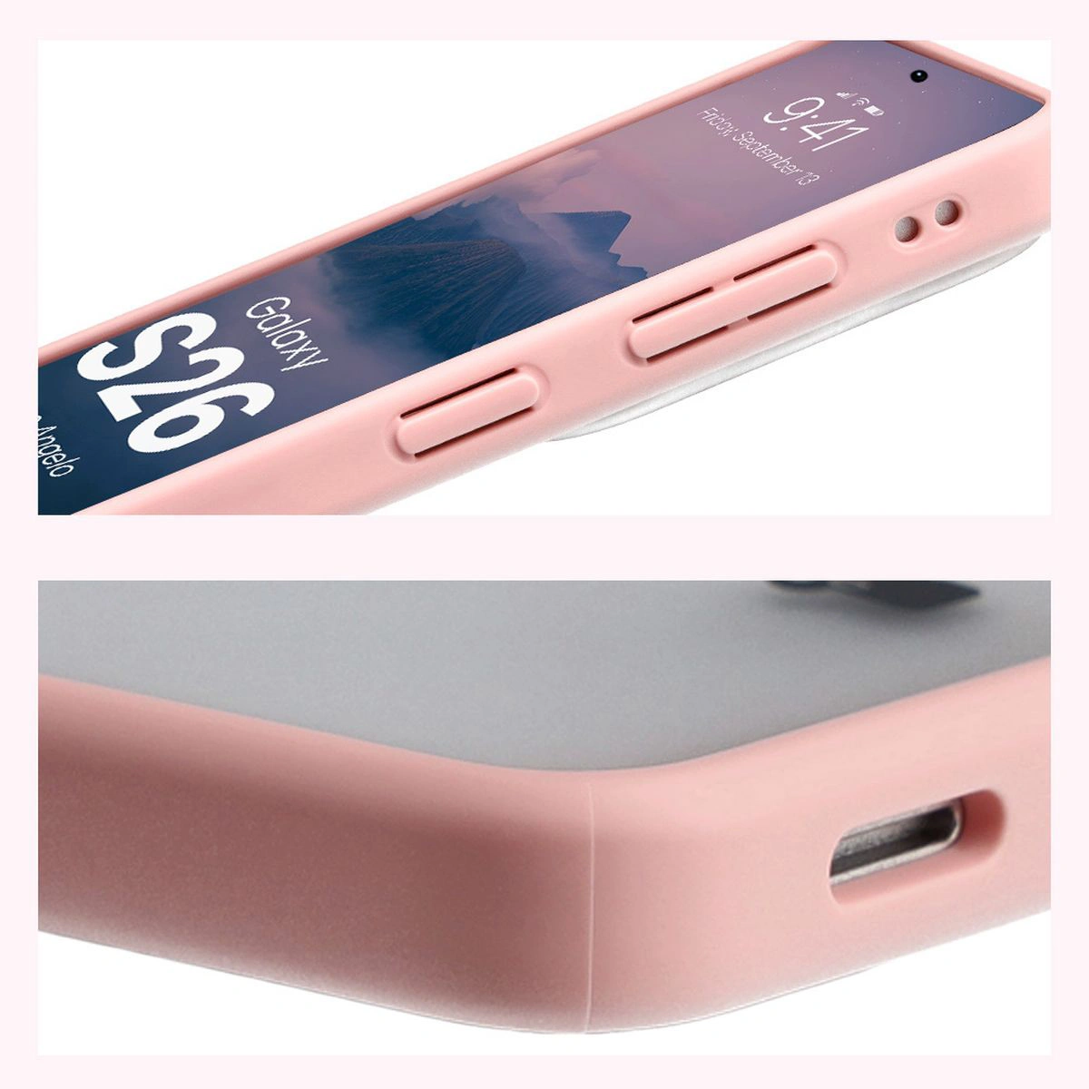 Colțuri întărite și margini înălțate ale ecranului în etui Bizon Case Angelo pentru Samsung Galaxy S26