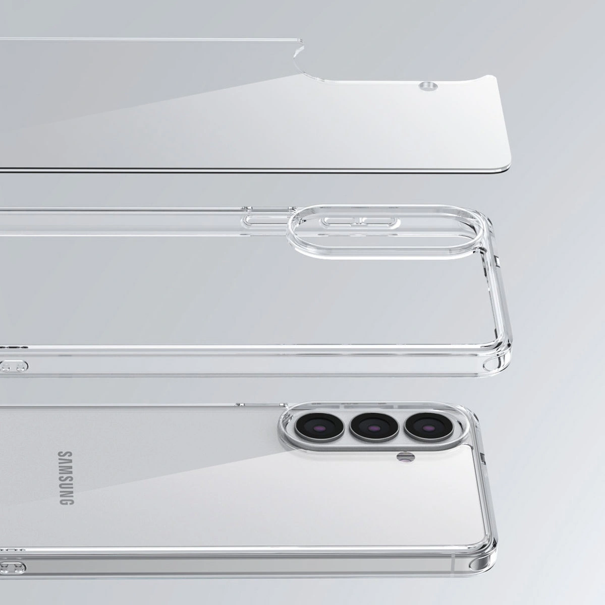Construcția etui-ului Bizon Case Halo: capace integrate și decupări precise pentru Samsung Galaxy S26