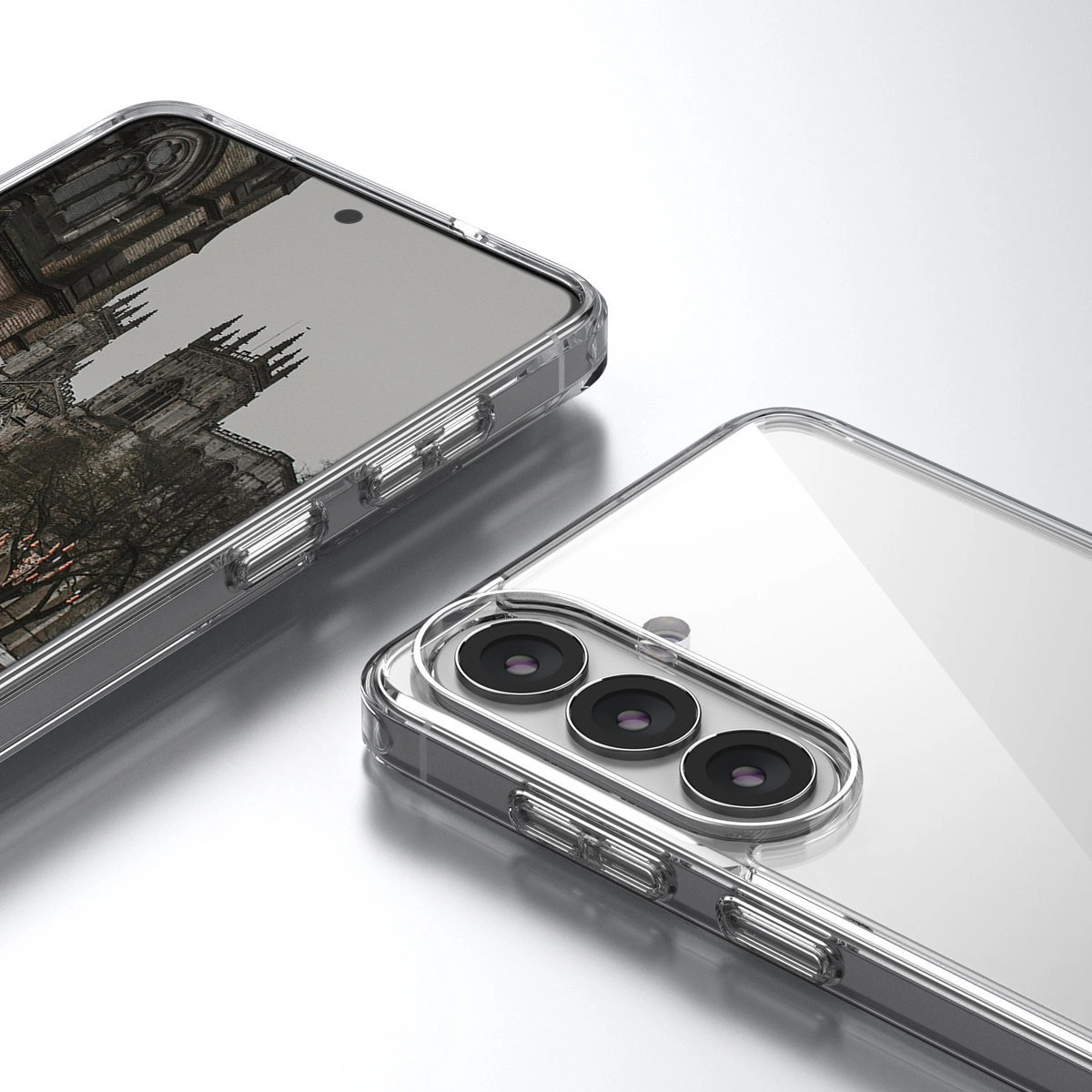 Colțuri întărite și margini ridicate ale ecranului în etui Bizon Case Halo pentru Samsung Galaxy S26