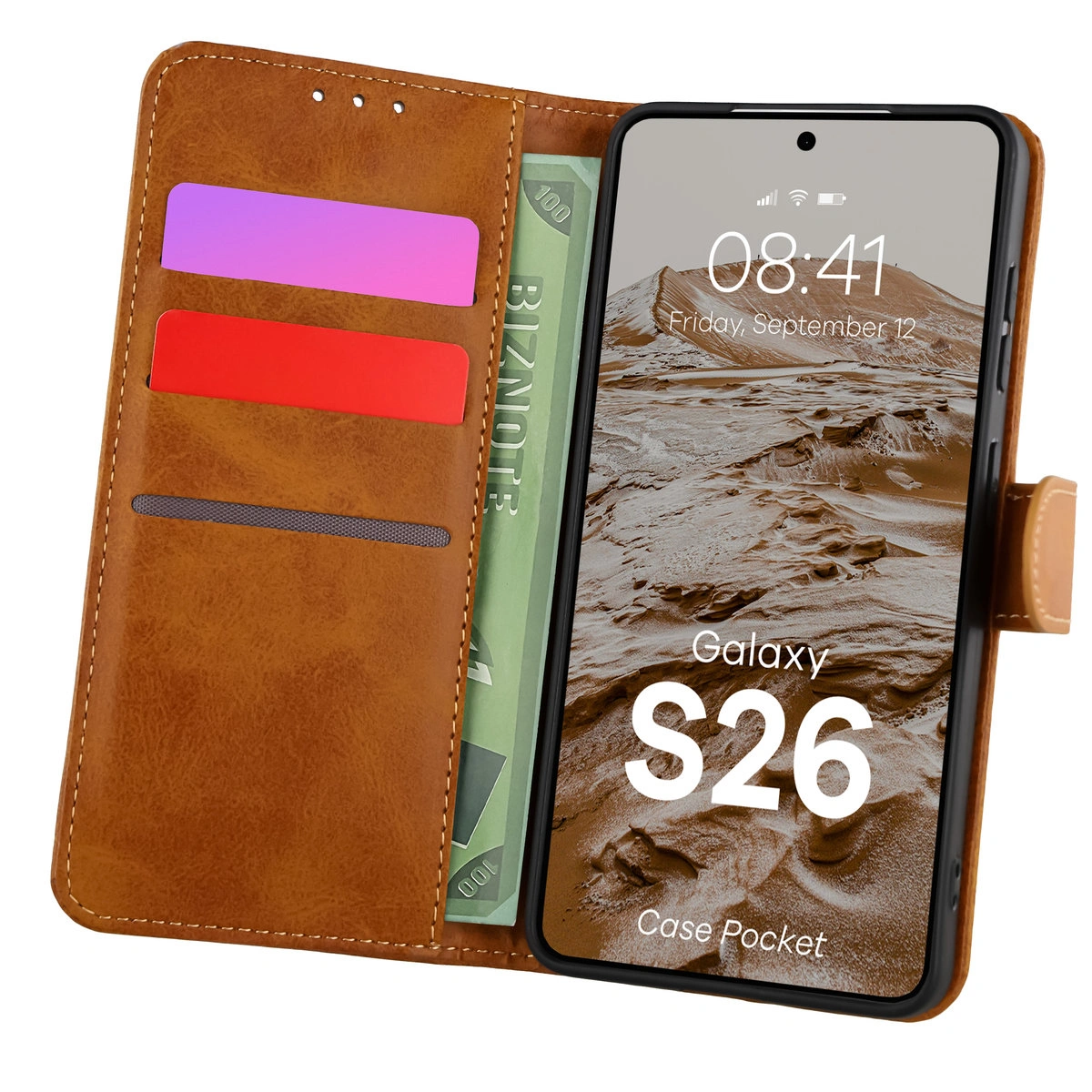 Etui z klapką z miejscem na karty Bizon Case Pocket do Samsung Galaxy S26