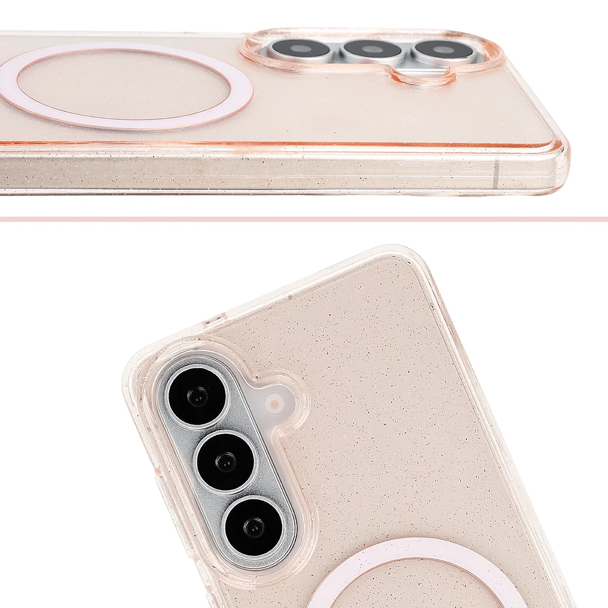 Podwyższone krawędzie aparatu i duże wycięcie w etui Bizon Case SparklO do Samsung Galaxy S26