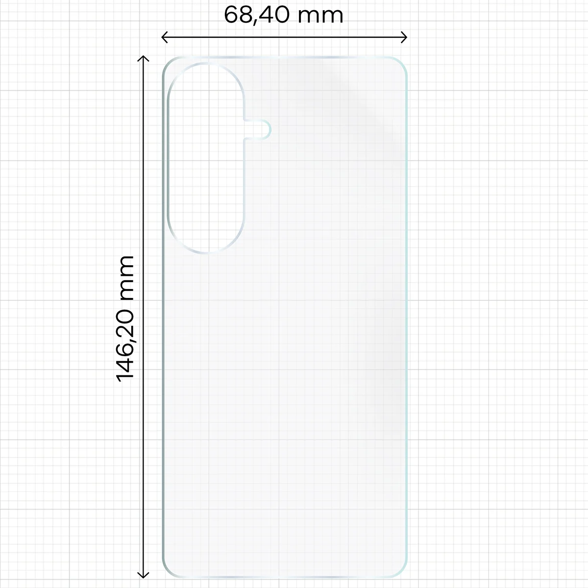 Wymiary dla folii hydrożelowej na tył telefonu Bizon Film Hydrogel Back do Samsung Galaxy S26