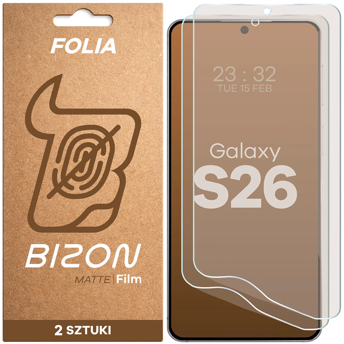 Matte film for the screen Bizon Film Matte Duo for Samsung Galaxy S26, 2 pieces