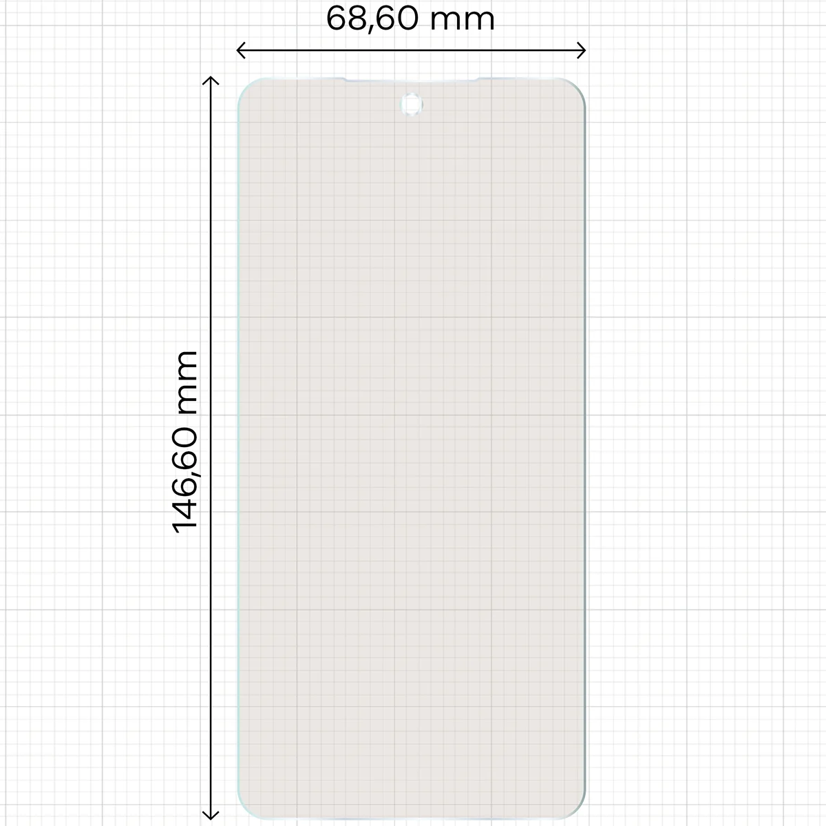 Measuring tape with dimensions of the matte film Bizon Film Matte Duo for Samsung Galaxy S26