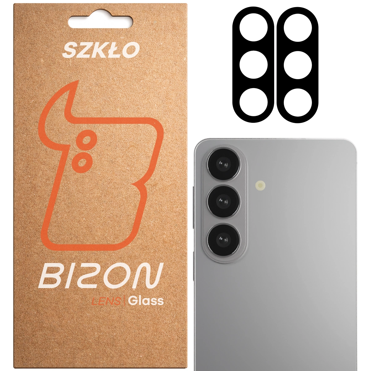 Pudełko i 2 sztuki szkła na aparat Bizon Glass Lens do Samsung Galaxy S26i