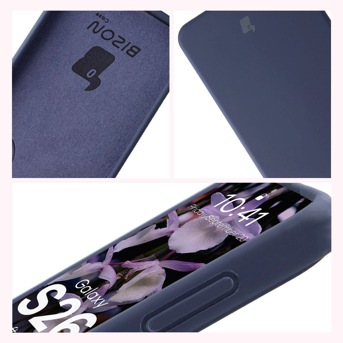 Construcția husei Bizon Soft Case: protecții integrate, margini ridicate și căptușeală din microfibră pentru Samsung Galaxy S26