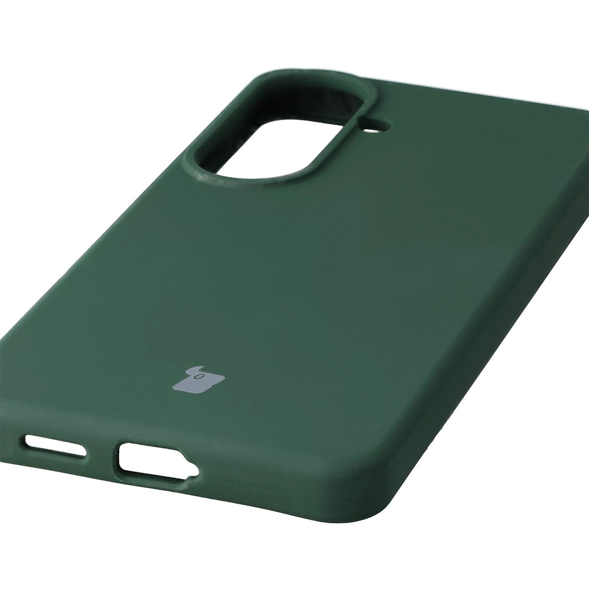 Zbliżenie na precyzyjne wycięcia i możliwość ładowania indukcyjnego w etui Bizon Soft Case do Samsung Galaxy S26