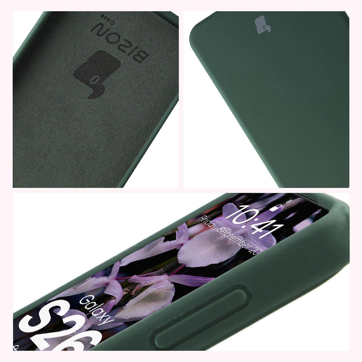 Konstrukcja etui Bizon Soft Case: zintegrowane osłony, podwyższone krawędzie i wyściółka z mikrofibry do Samsung Galaxy S26