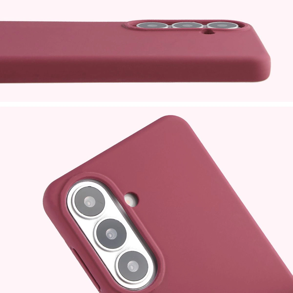 Prim-plan al decupajului pentru obiective în carcasa Bizon Soft Case pentru Samsung Galaxy S26