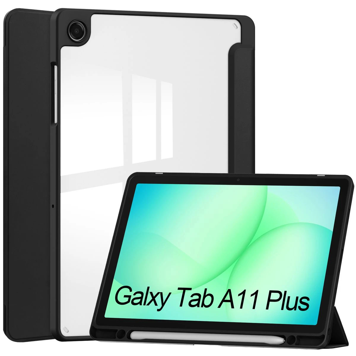 Dedicated stylus slot in the Bizon Tab Case Clear Matt for Samsung Galaxy Tab A11 Plus / Samsung Galaxy Tab A9 Plus