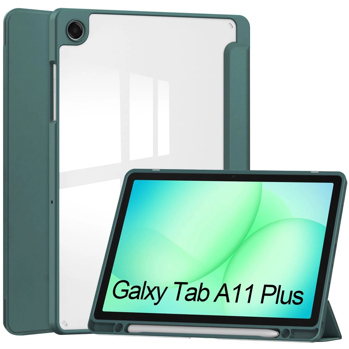 Dedicated stylus slot in Bizon Tab Clear Matt case for Samsung Galaxy Tab A11 Plus / Samsung Galaxy Tab A9 Plus