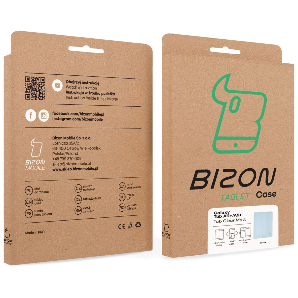 Kraftpapierbox Bizon Case mit dediziertem Etikett für Samsung Galaxy Tab A11 Plus / Samsung Galaxy Tab A9 Plus