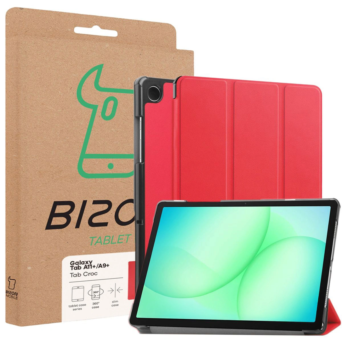 Front of the Bizon Case box with a dedicated label for Samsung Galaxy Tab A11 Plus / Samsung Galaxy Tab A9 Plus