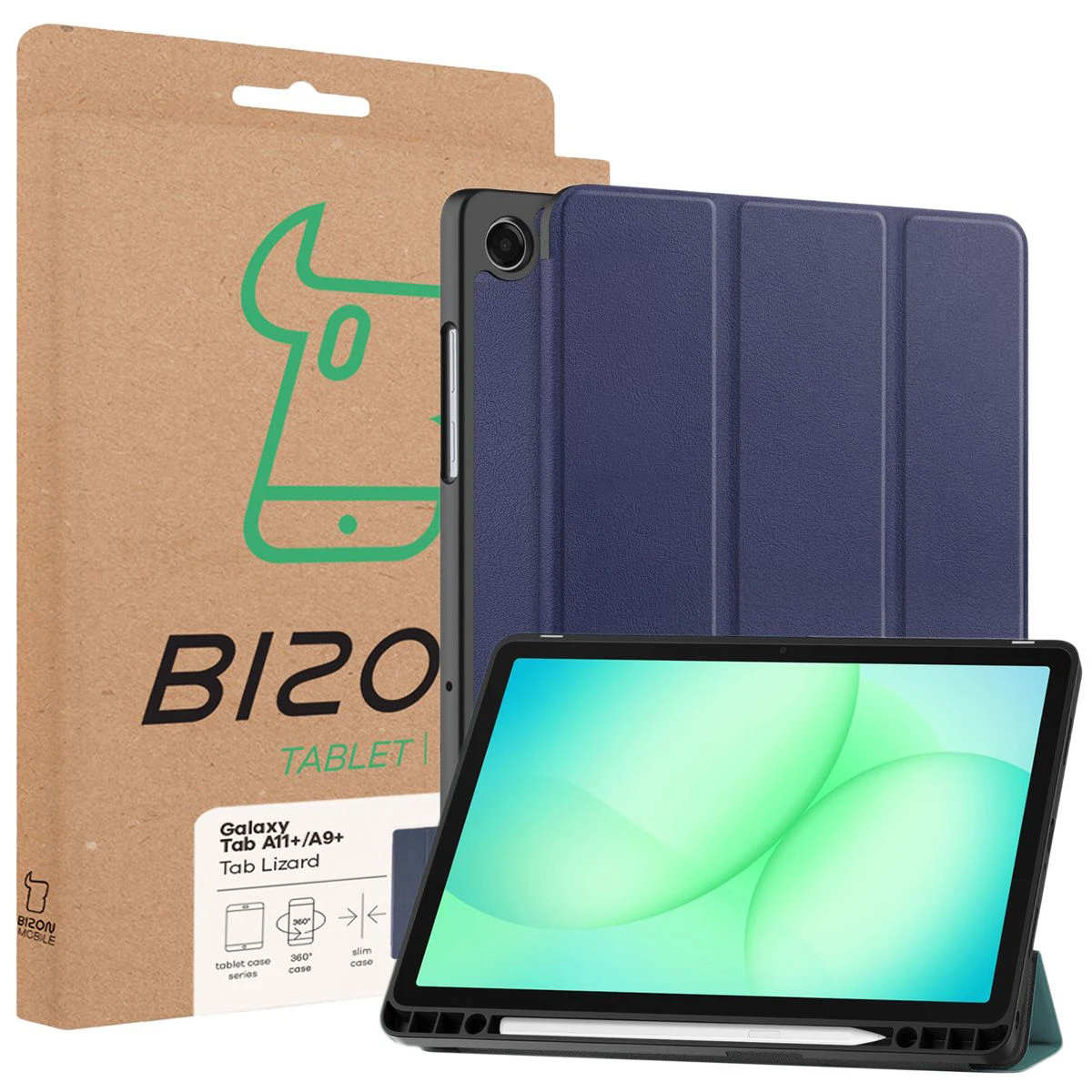 Front of the Bison Case box with a dedicated label for Samsung Galaxy Tab A11 Plus / Samsung Galaxy Tab A9 Plus