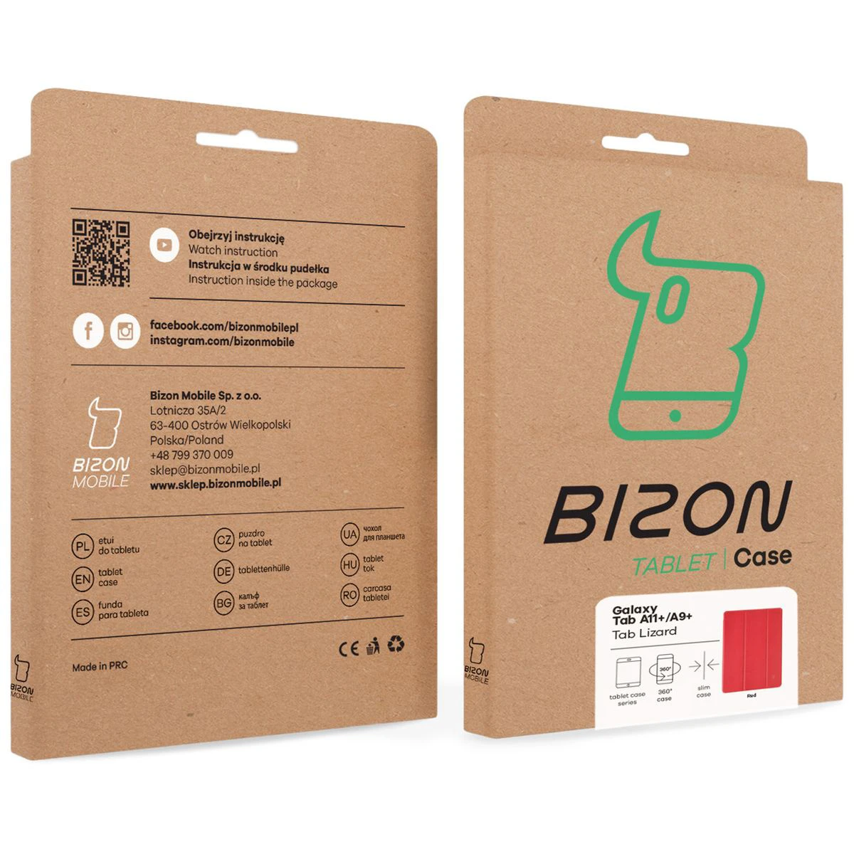 Kraftpapierbox Bizon Case mit dediziertem Etikett für Samsung Galaxy Tab A11 Plus / Samsung Galaxy Tab A9 Plus