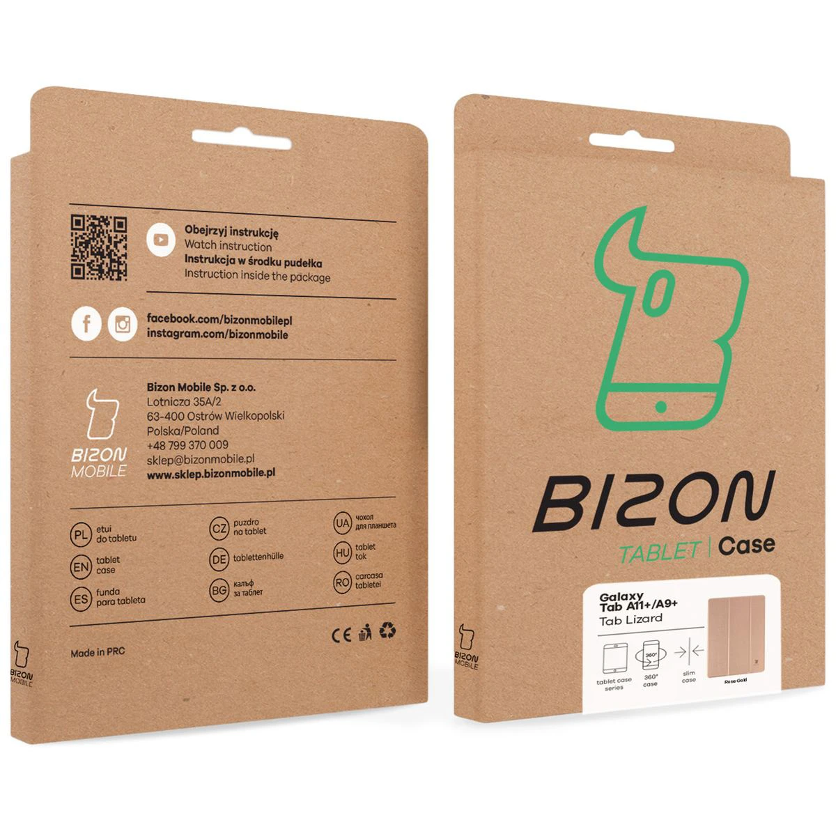 Kraft box Bison Case with dedicated label for Samsung Galaxy Tab A11 Plus / Samsung Galaxy Tab A9 Plus