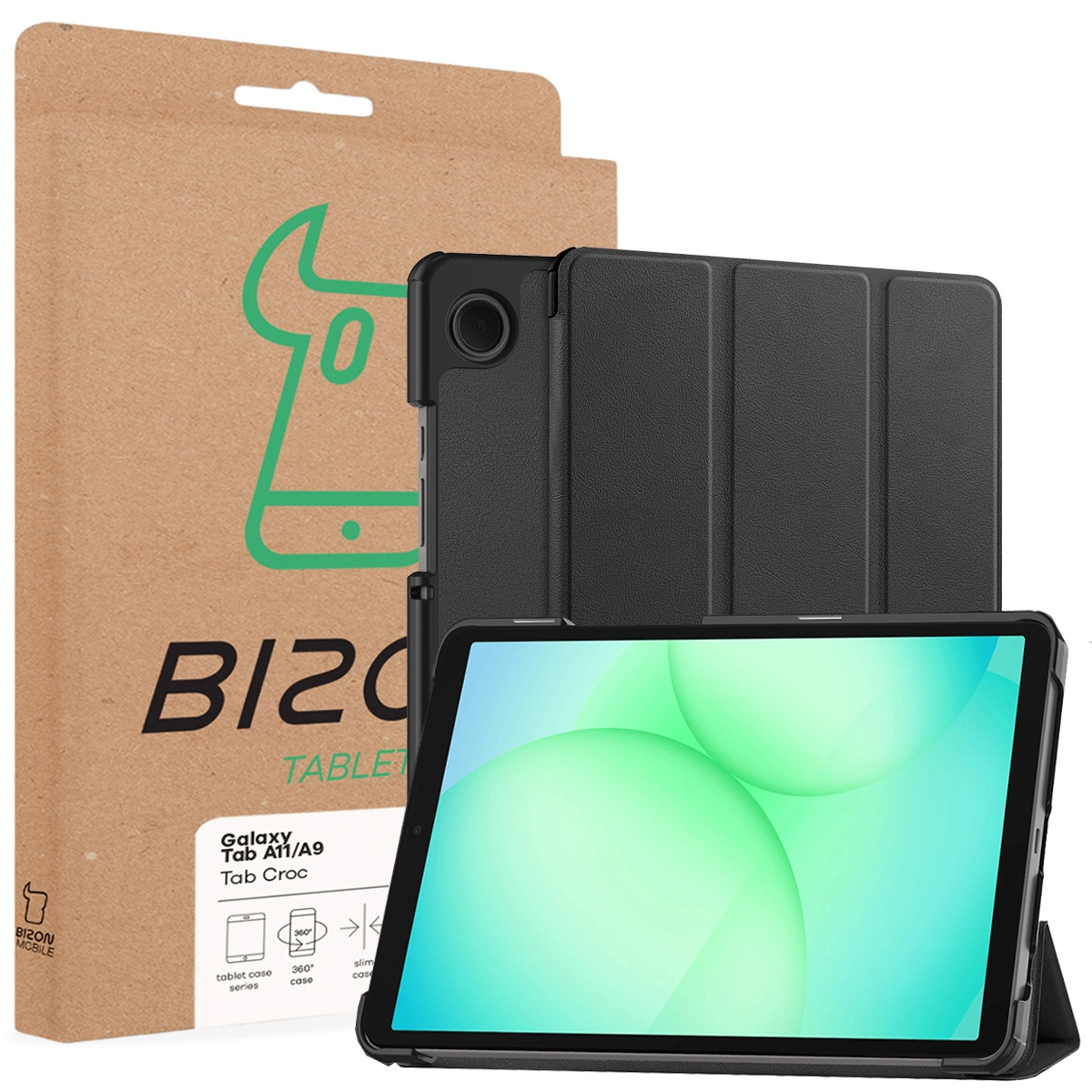Front of the Bizon Case box with a dedicated label for Samsung Galaxy Tab A11 / Samsung Galaxy Tab A9