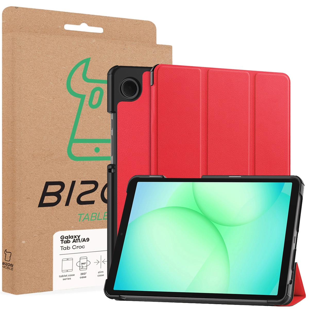 Front of the Bizon Case box with a dedicated label for Samsung Galaxy Tab A11 / Samsung Galaxy Tab A9