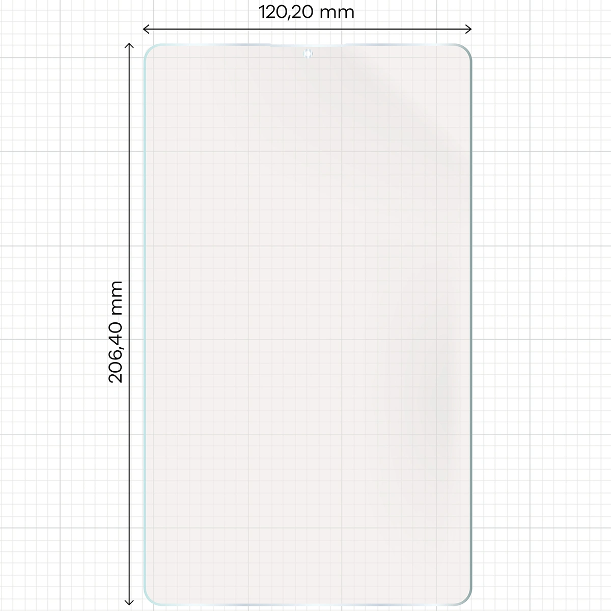 Miarka z wymiarami folii matowej Bizon Glass Tab Film Sun do Galaxy Tab A11