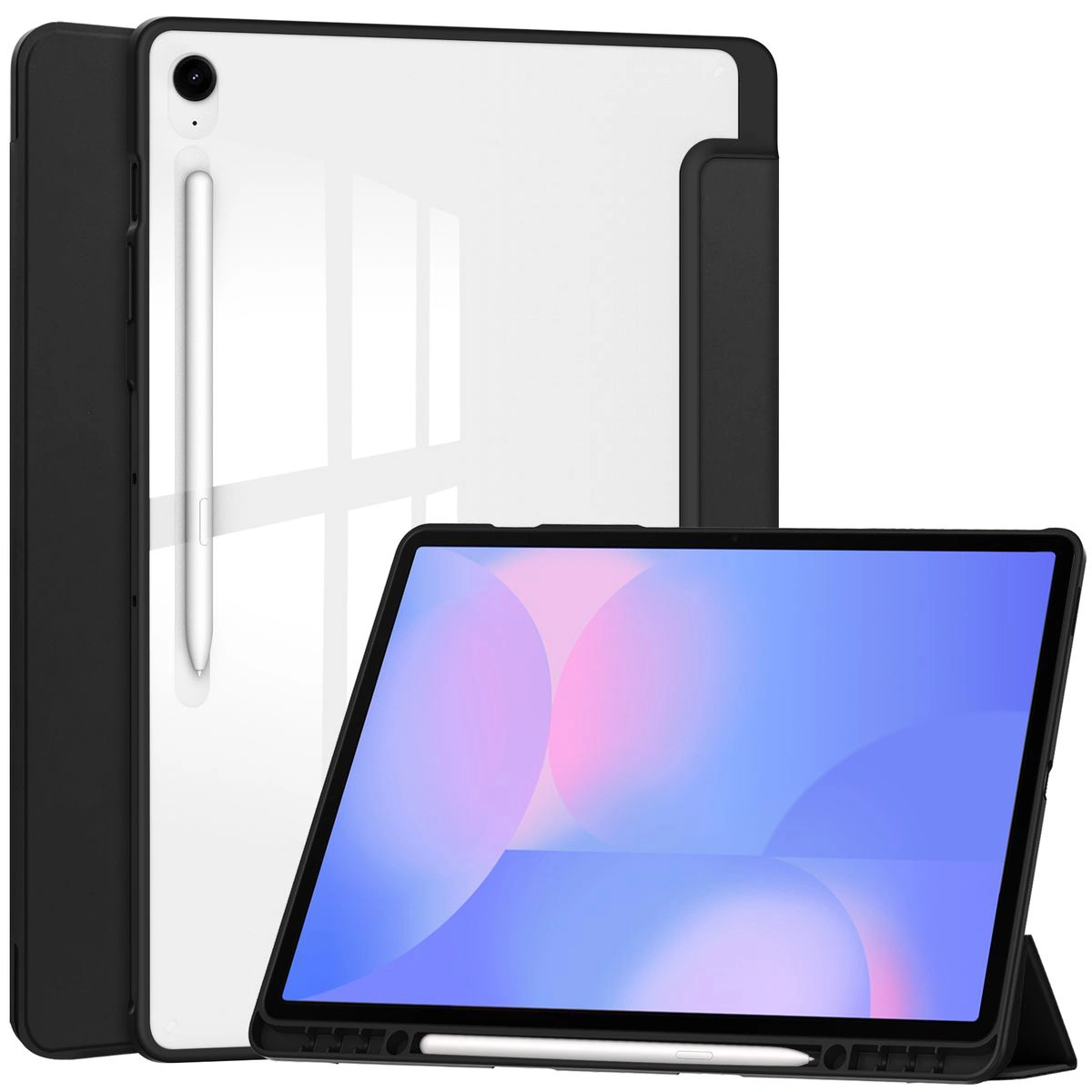Dedizierter Slot für den Stift in der Bizon Tab Case Clear Matt Hülle für das Samsung Galaxy Tab S10 FE Plus