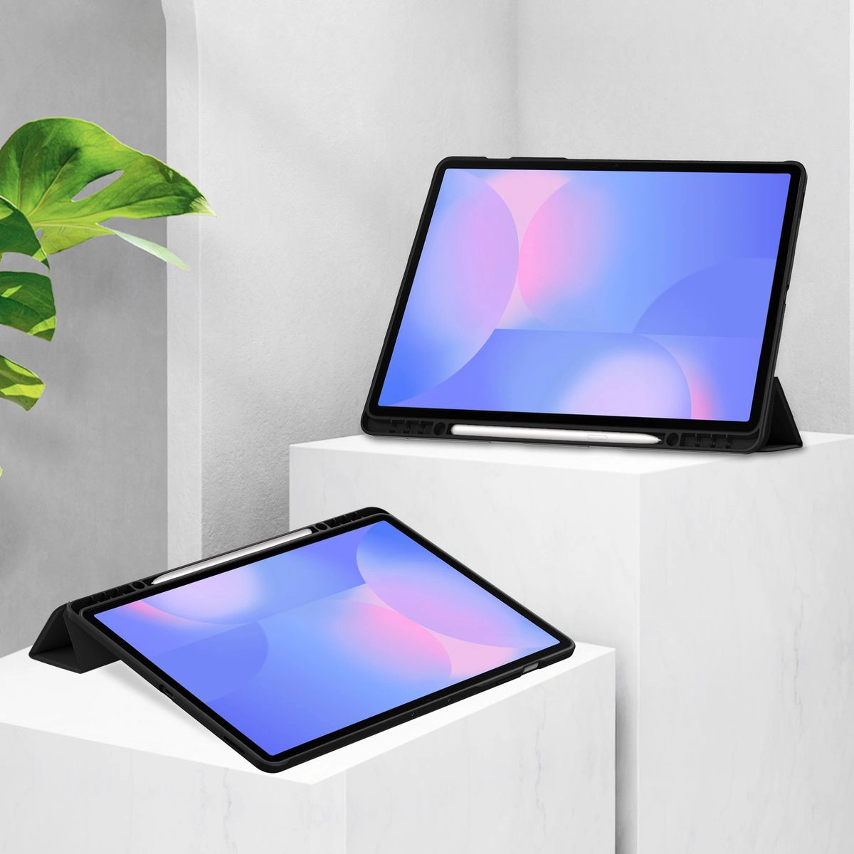 Ständer-Funktion in der Bizon Tab Case Clear Matt Hülle für das Samsung Galaxy Tab S10 FE Plus