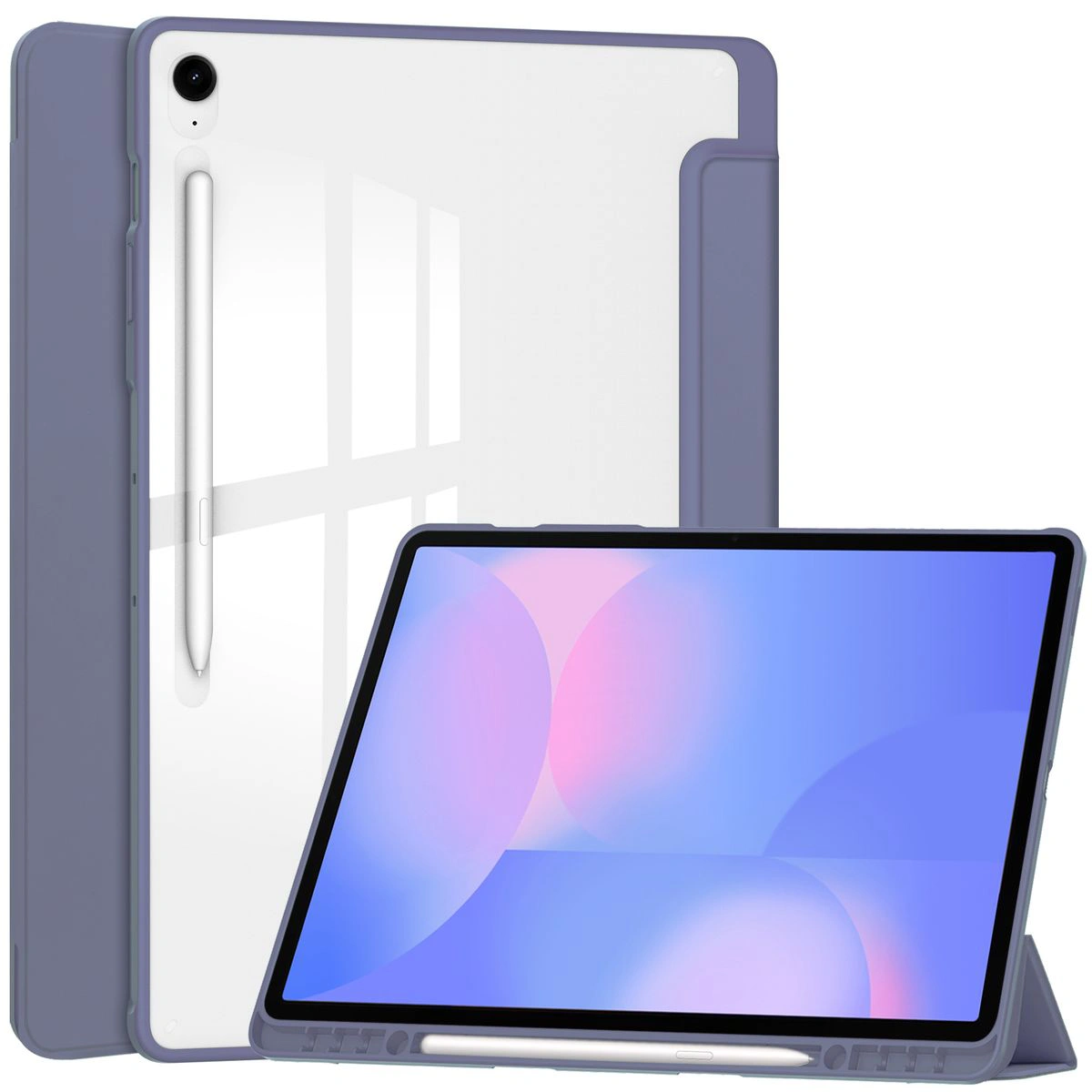 Dedizierter Stiftplatz in der Bizon Tab Case Clear Matt Hülle für Samsung Galaxy Tab S10 FE Plus